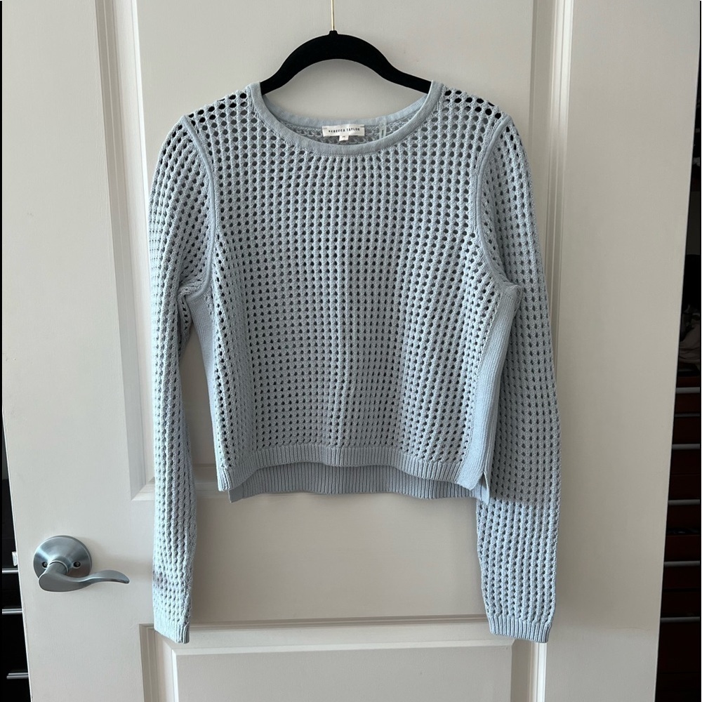 Rebecca Taylor Gray Mesh Crop Pullover